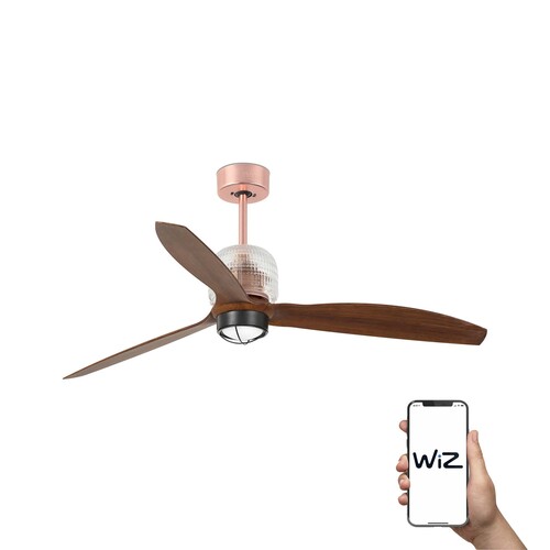 DECO FAN M LED Ventilador cobre/nogal 3000K WIZ