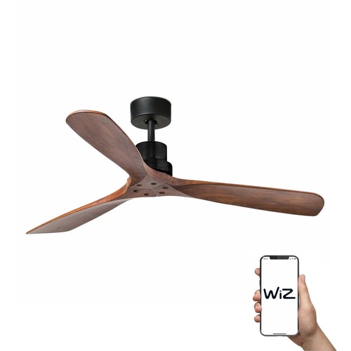 LANTAU L DC Ø1320 NEGRO MATE 3 PALAS NOGAL WIZ