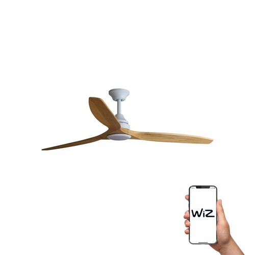 ALO DC Ø1520MM BLANCO 3 PALAS MADERA 20W CCT WIZ