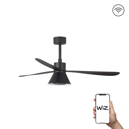 AMELIA Ø1320MM NEGRO 3 PALAS CONO 20W CCT DIM WIZ