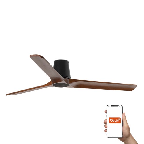 HEYWOOD TUB L Ø1320MM NEGRO 3 PALAS NOGAL OSC TUYA