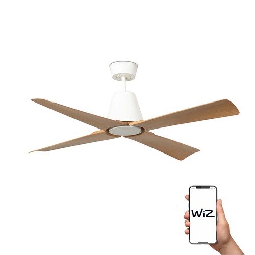 TYPHOON Ø1300MM BLANCO 4 PALAS MADERA IP44 WIZ