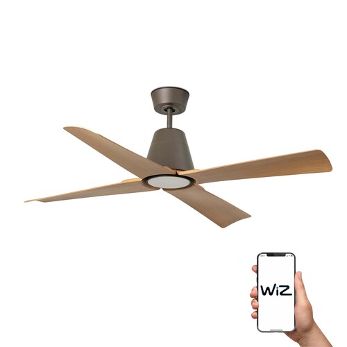 TYPHOON Ø1300MM MARRON 4 PALAS MADERA IP44 WIZ