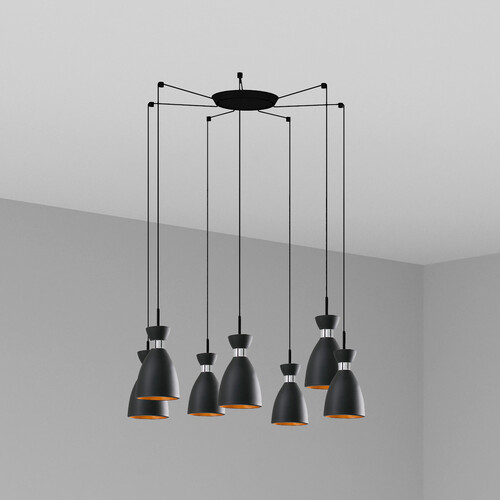 RETRO COLGANTE NEGRO/COBRE 1xE14 20W 7L