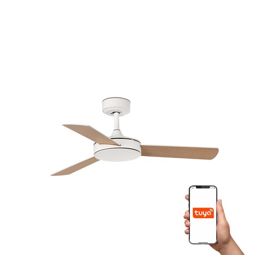 MINI MALLORCA S Ventilador blanco/arce TUYA