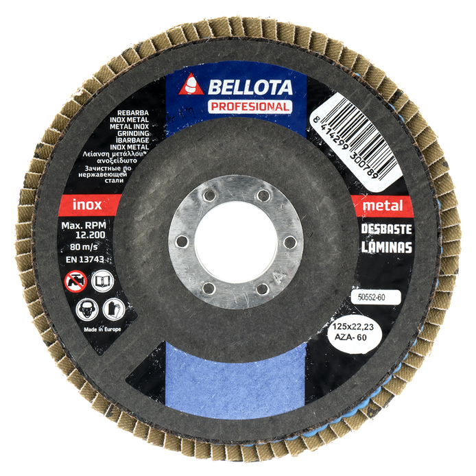 Fibreglass concave base flap disc for stainless steelmetal grinding, AZ grain / 50552 Bellota