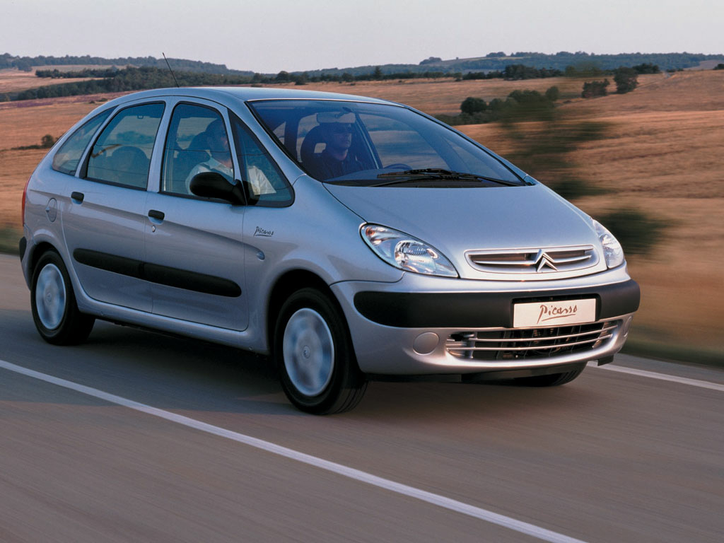 Tappetini Citroen Xsara Picasso 2000-2012 Velours Nero Cuciture Blu