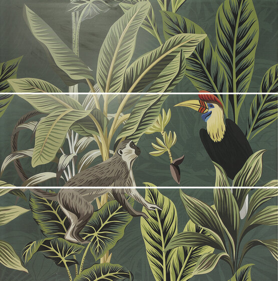 DECOR SET(3) ABC TOUCAN GREEN 40X120 MATE Pasta blanca - APE