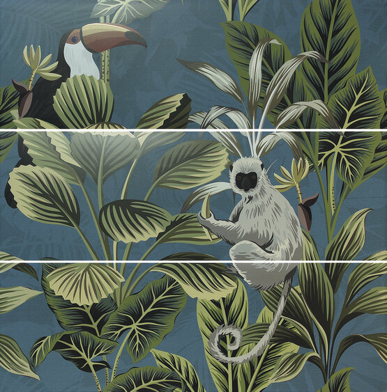 DECOR SET(3) DEF TOUCAN BLUE 40X120 MATE Pasta blanca - APE