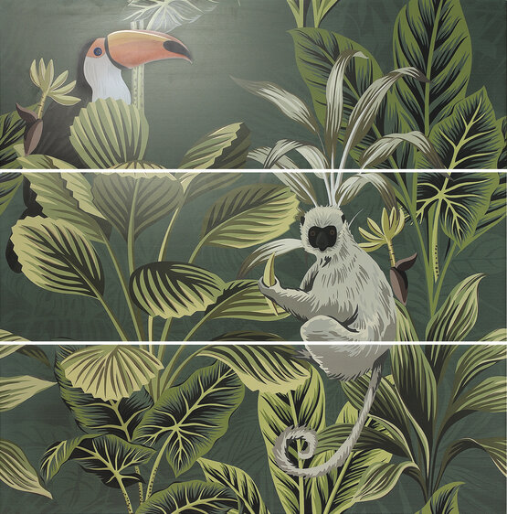 DECOR SET(3) DEF TOUCAN GREEN 40X120 MATE Pasta blanca - APE
