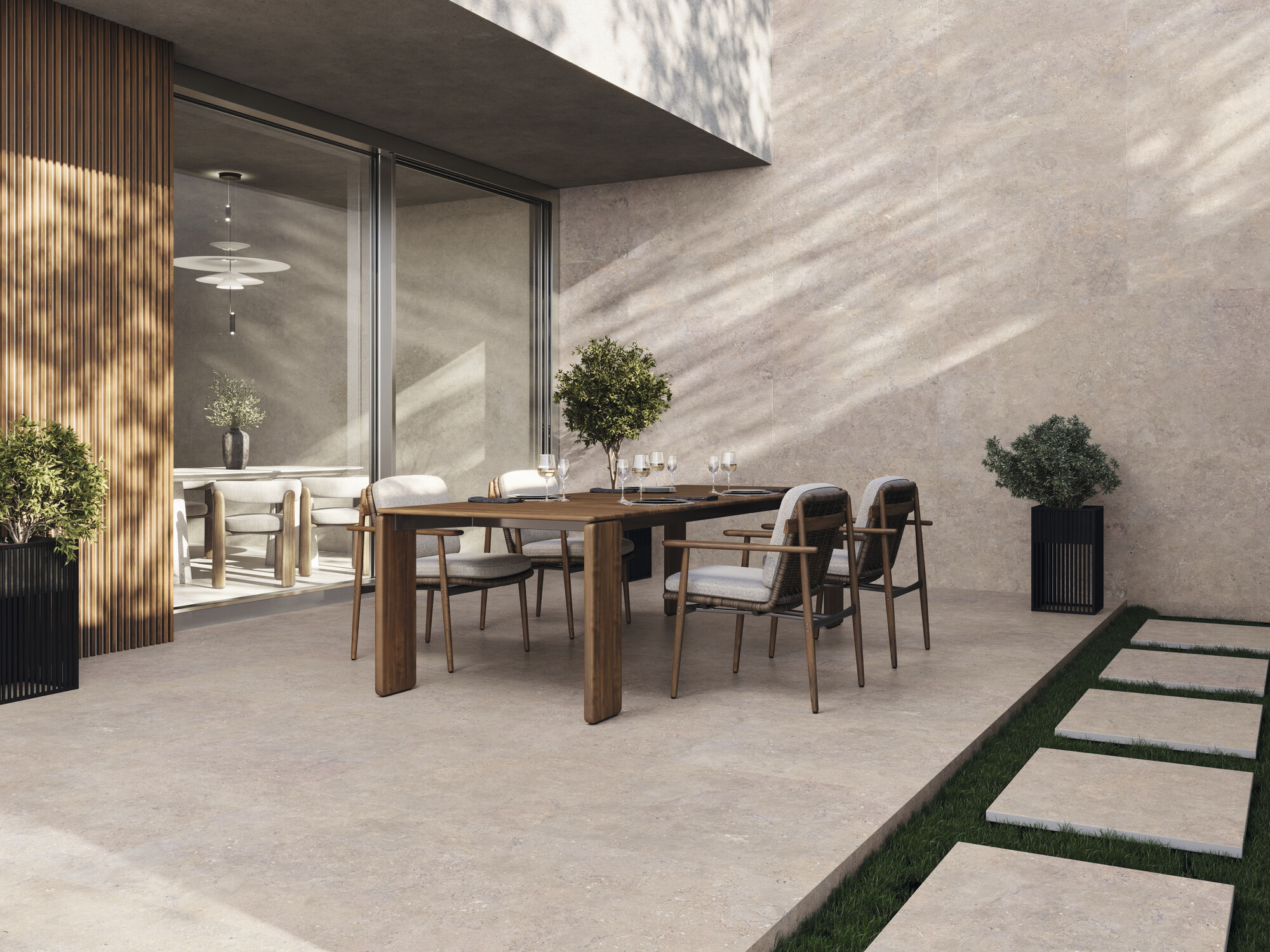 Salerno Bronzo Natural 60 x 120 cm. Pavimento Salerno Bronzo Natural Anti-Slip 80 x 80 cm.