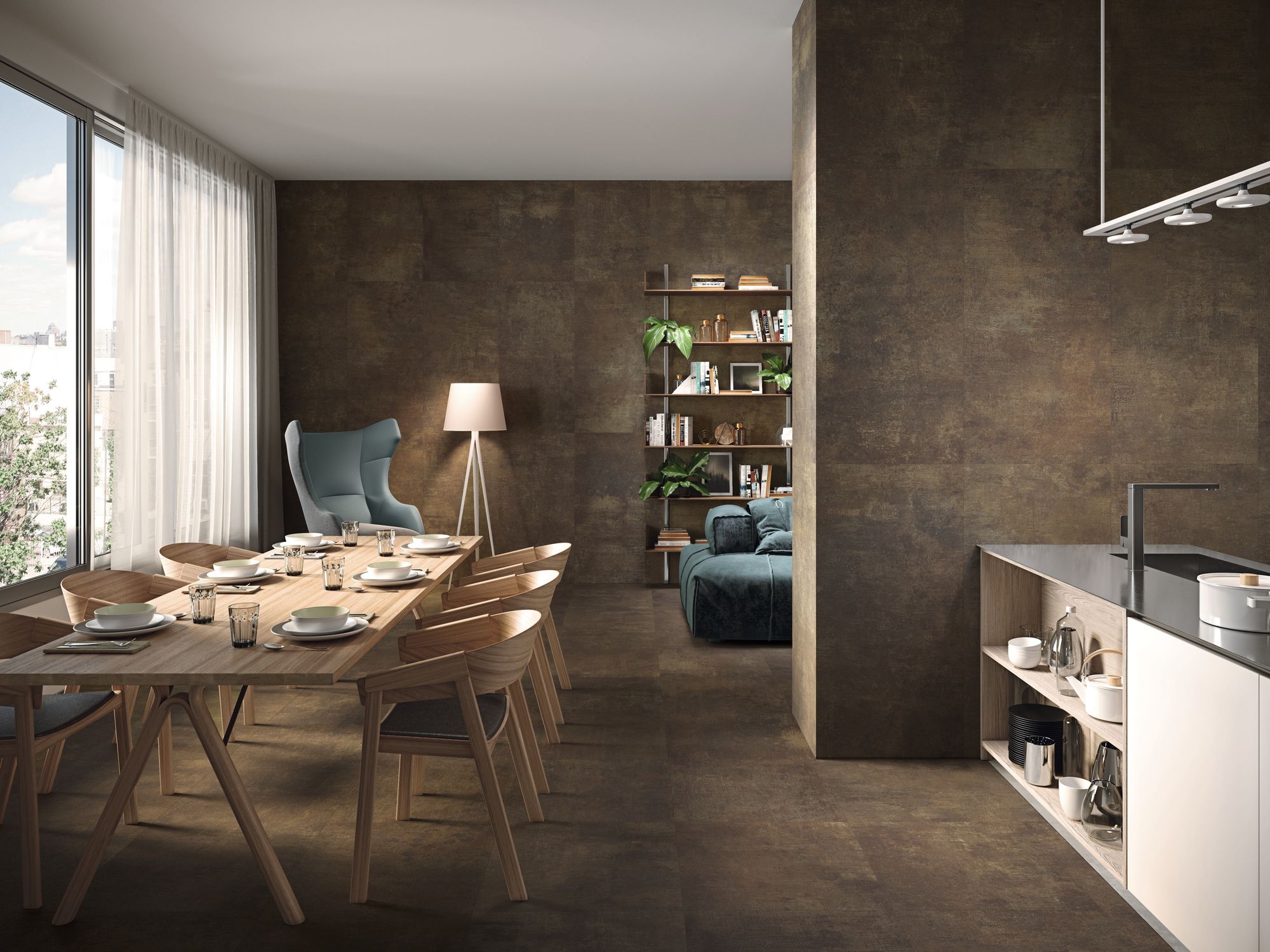 Oneway Copper 60x120 cm. Oneway Copper 60x60 cm.