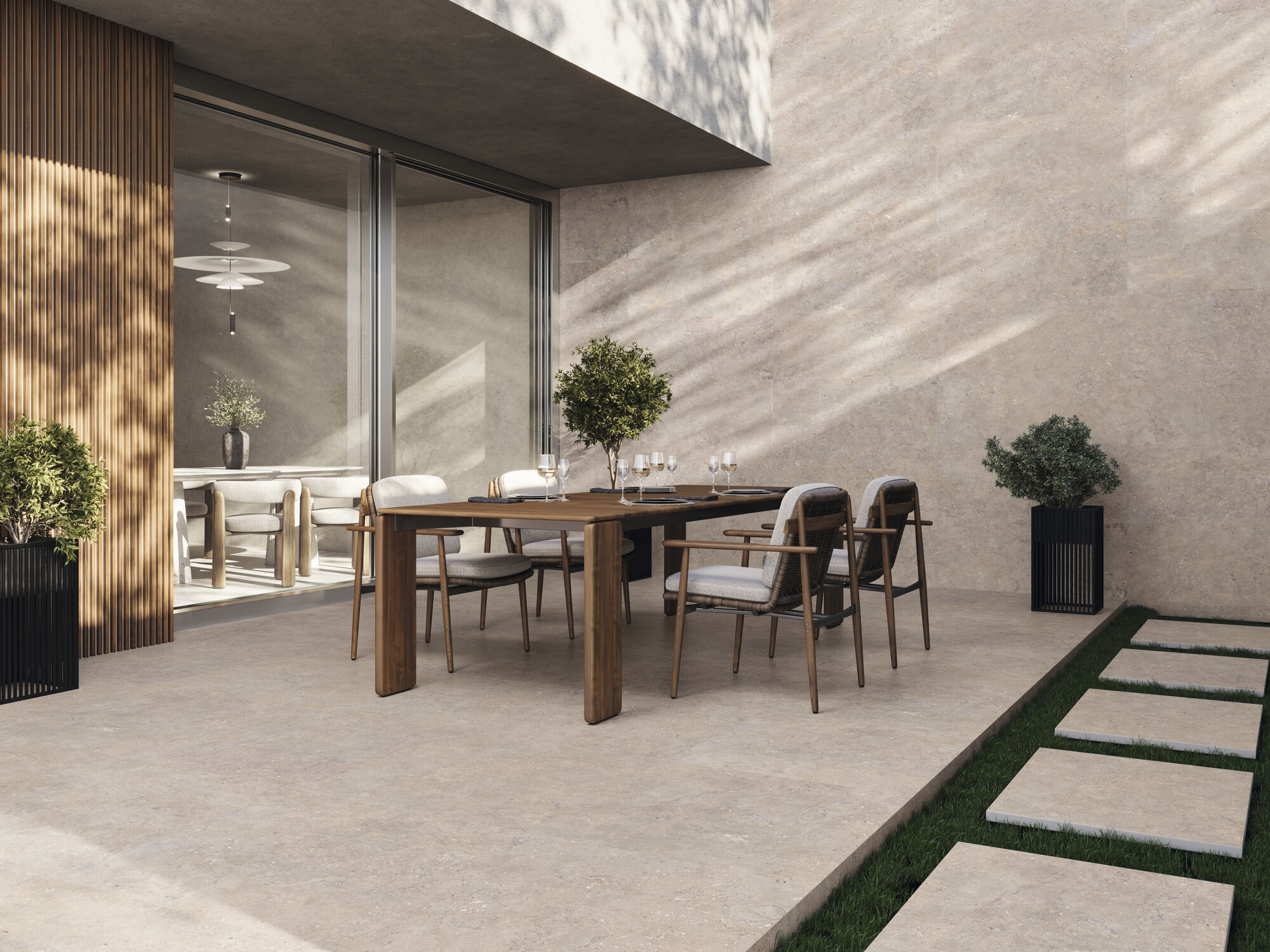Salerno Bronzo Natural 60 x 120 cm. Pavimento Salerno Bronzo Natural Anti-Slip 80 x 80 cm.
