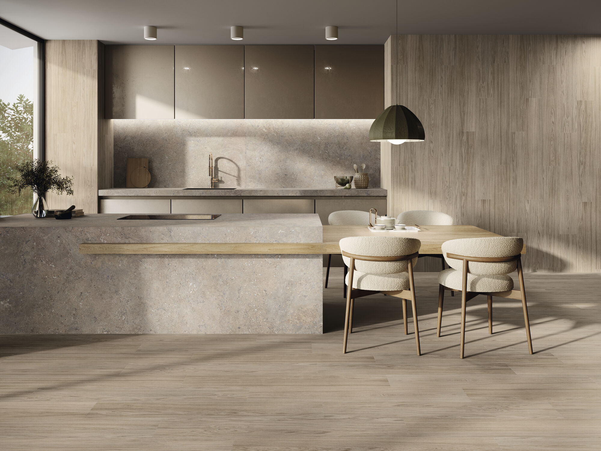 Salerno Bronzo Natural 280 x 120 cm Pavimento Ferreire Quercia 20 x 120 cm