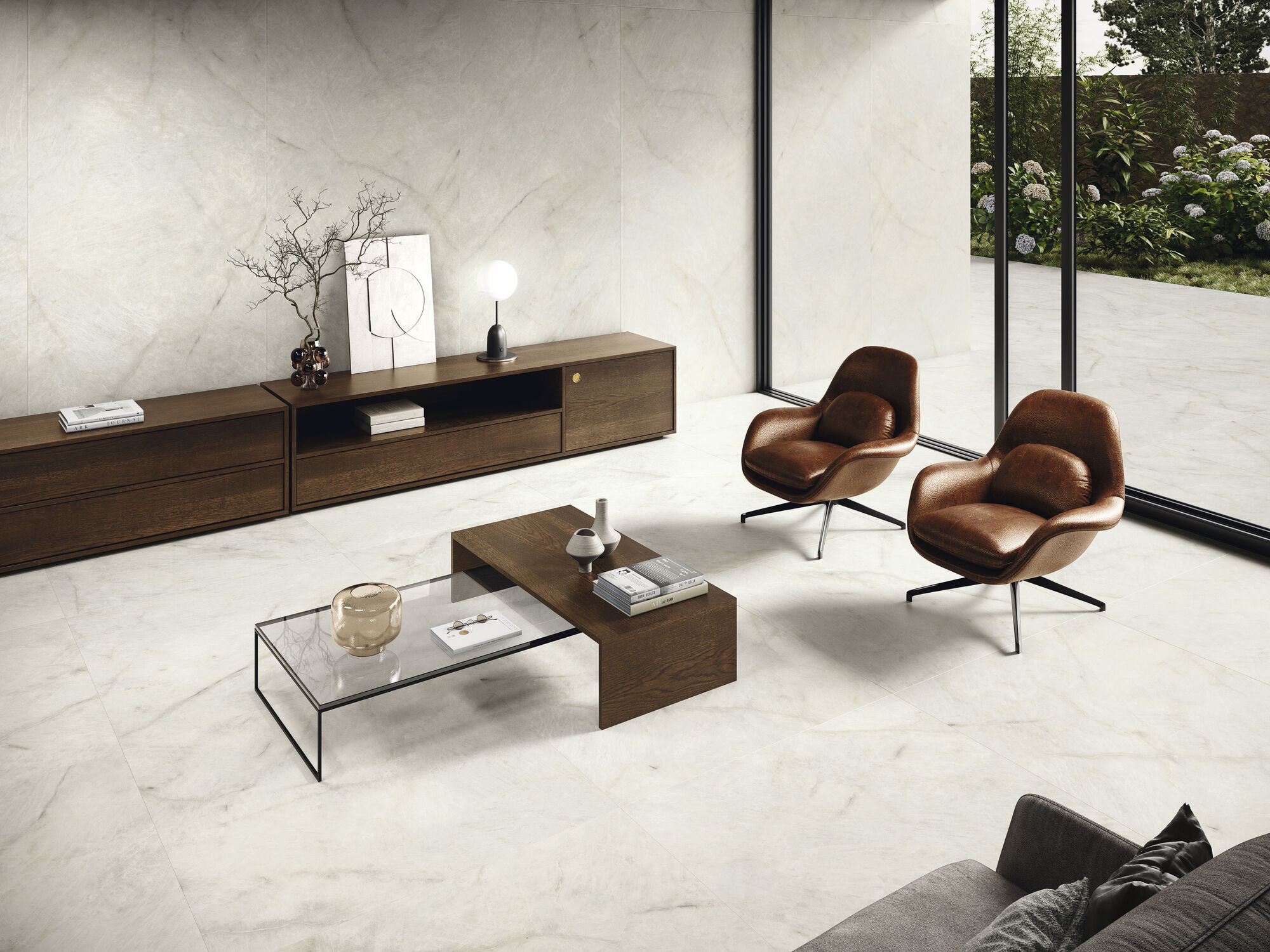 Revestimiento Crystallo Natural 120x280 cm. Pavimento Crystallo Natural 120x120 cm.