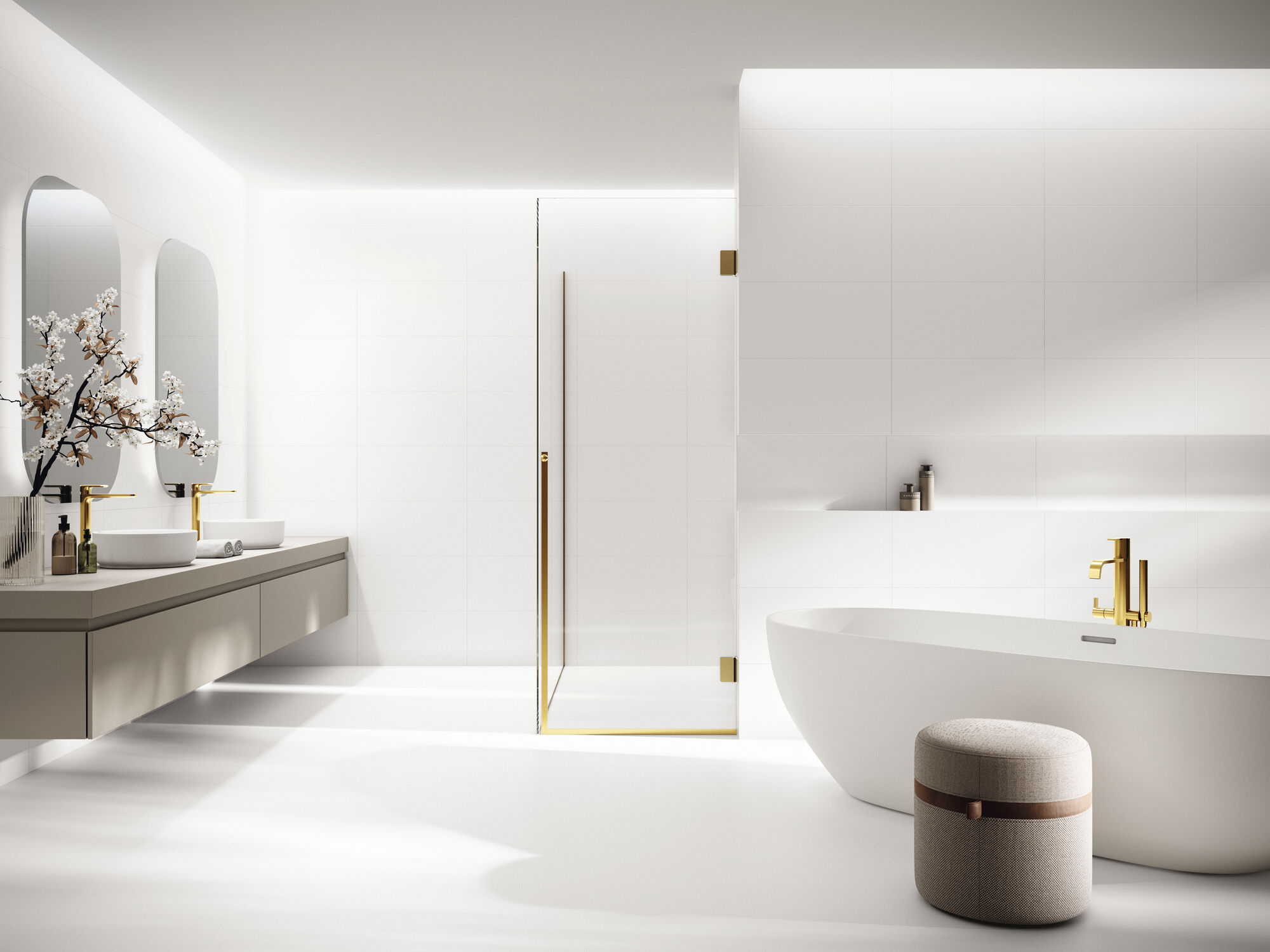 Revestimiento Blanco natural 30x60 cm. Pavimento Blanco Natural 60x60 cm.
