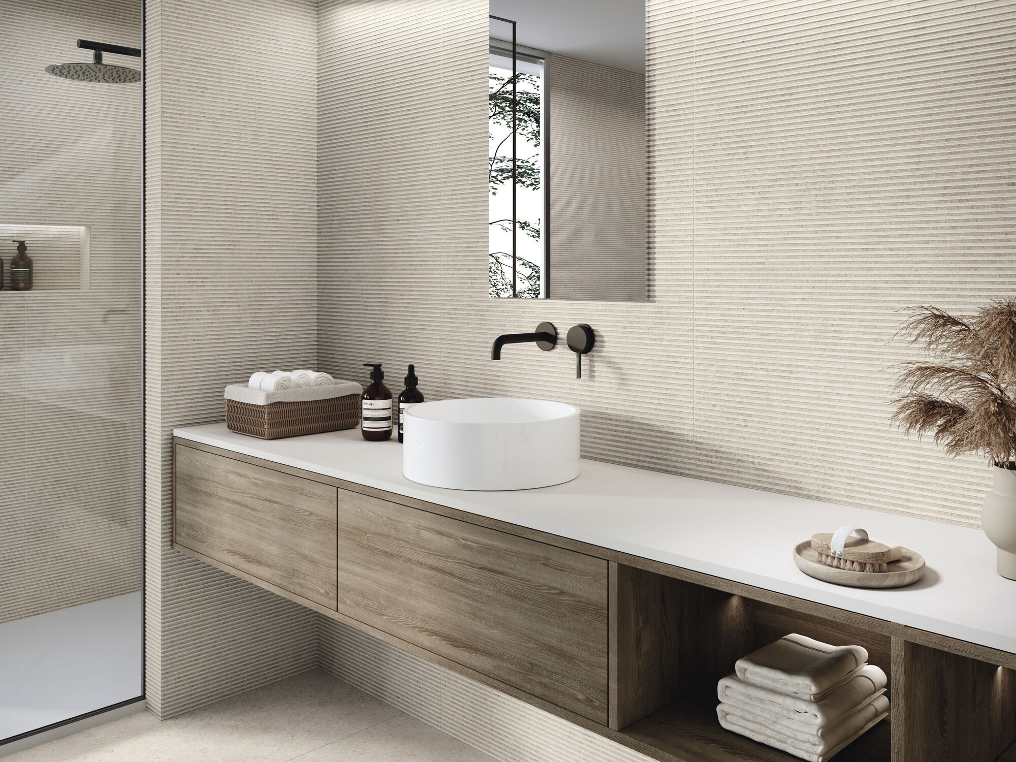 Landart Lineal Ivory 30x90 cm. Pavimento Landart  IVORY 60x60 cm.