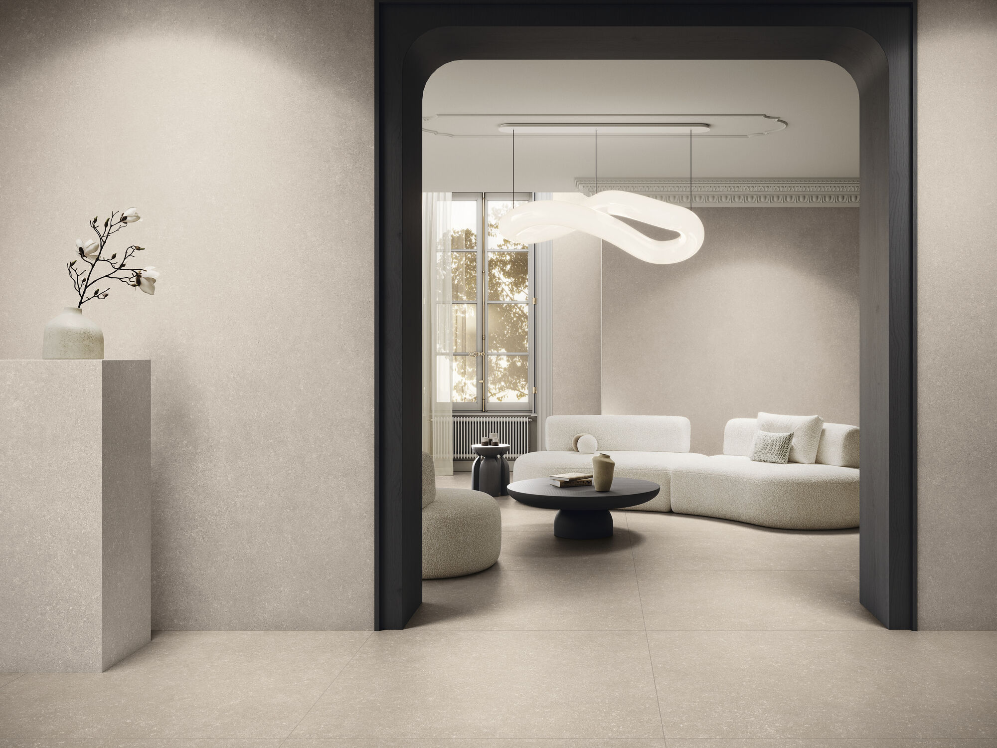 Revestimiento Brera Nut 120x280 cm. Pavimento Brera Nut 120x120 cm.