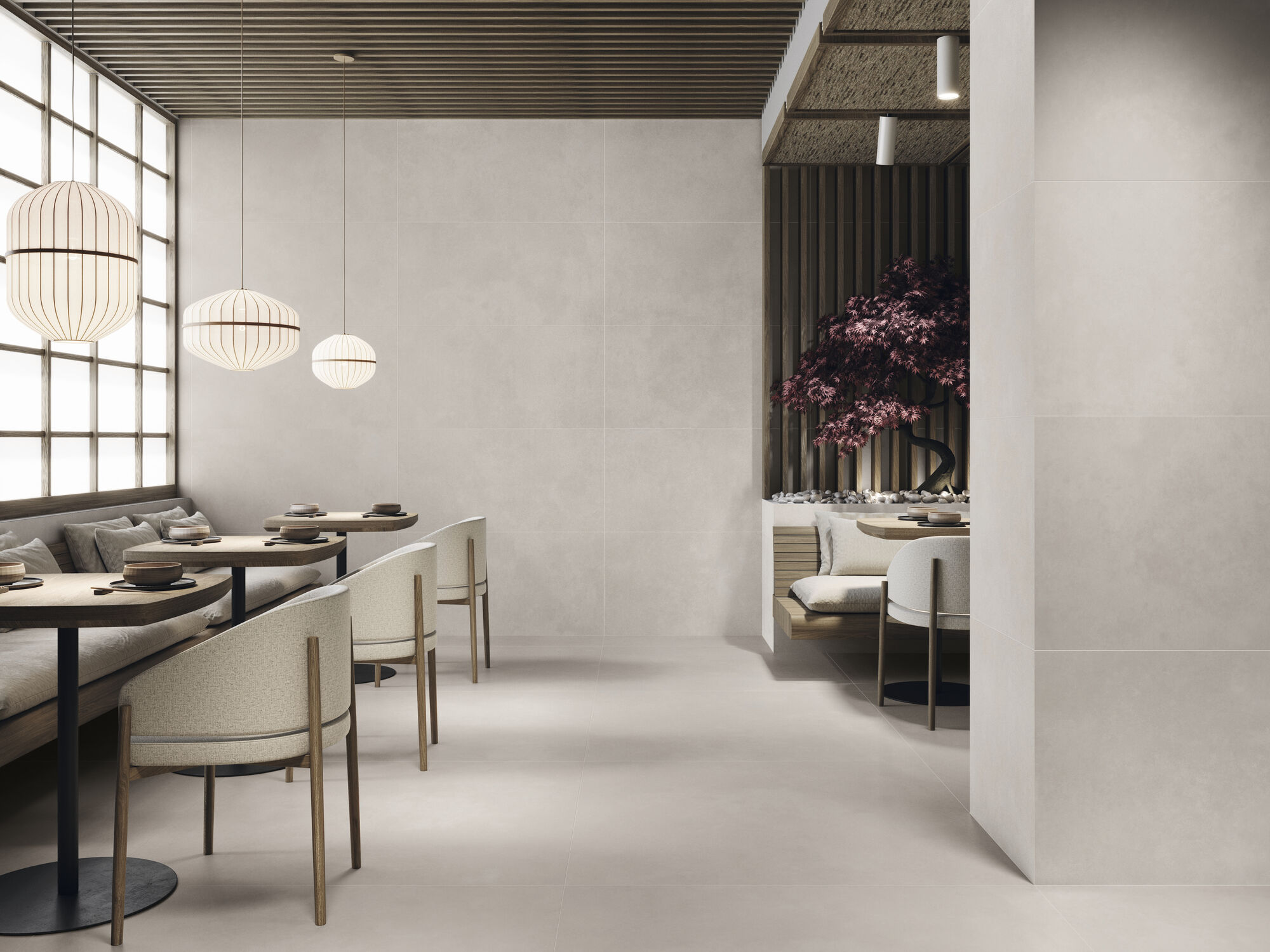 Ginza Grey 60x120 cm. Pavimento Ginza Grey 120x120 cm.