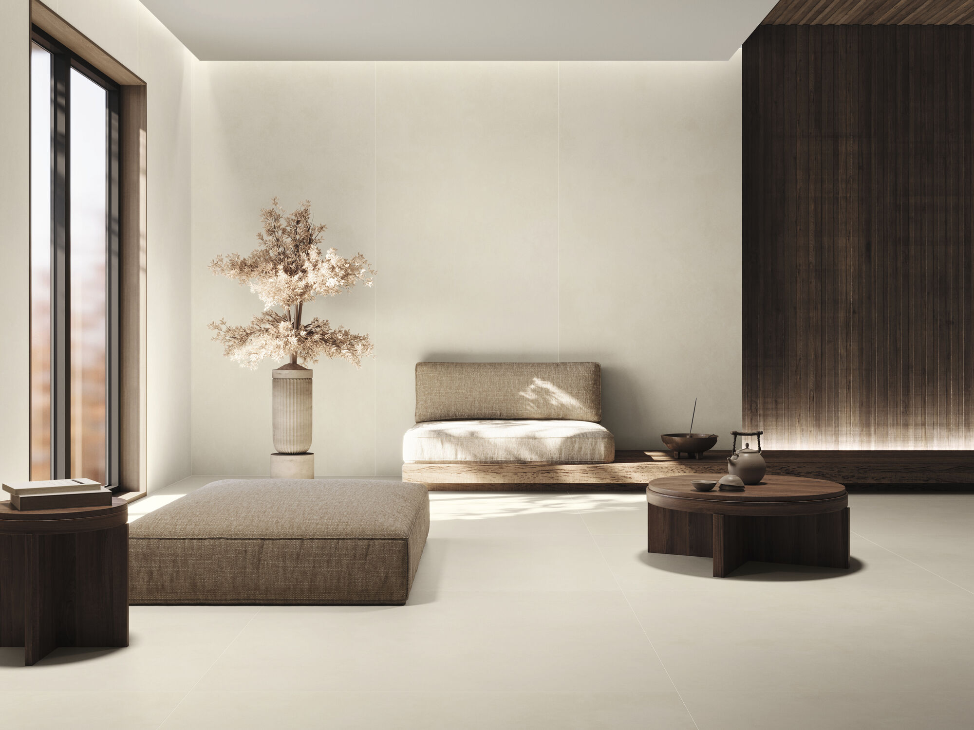 Ginza Sand 120x280 cm. Pavimento Ginza Sand 120x120 cm.