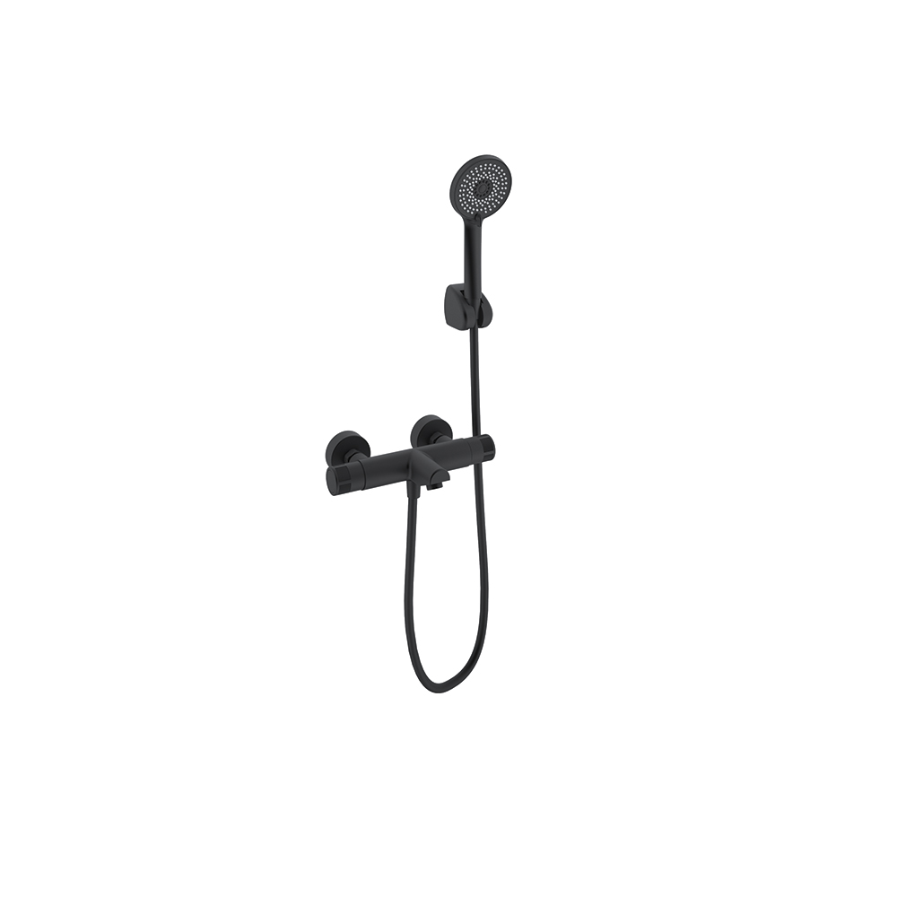 Monotech, monocontrol de ducha con equipo de ducha, negro mate.