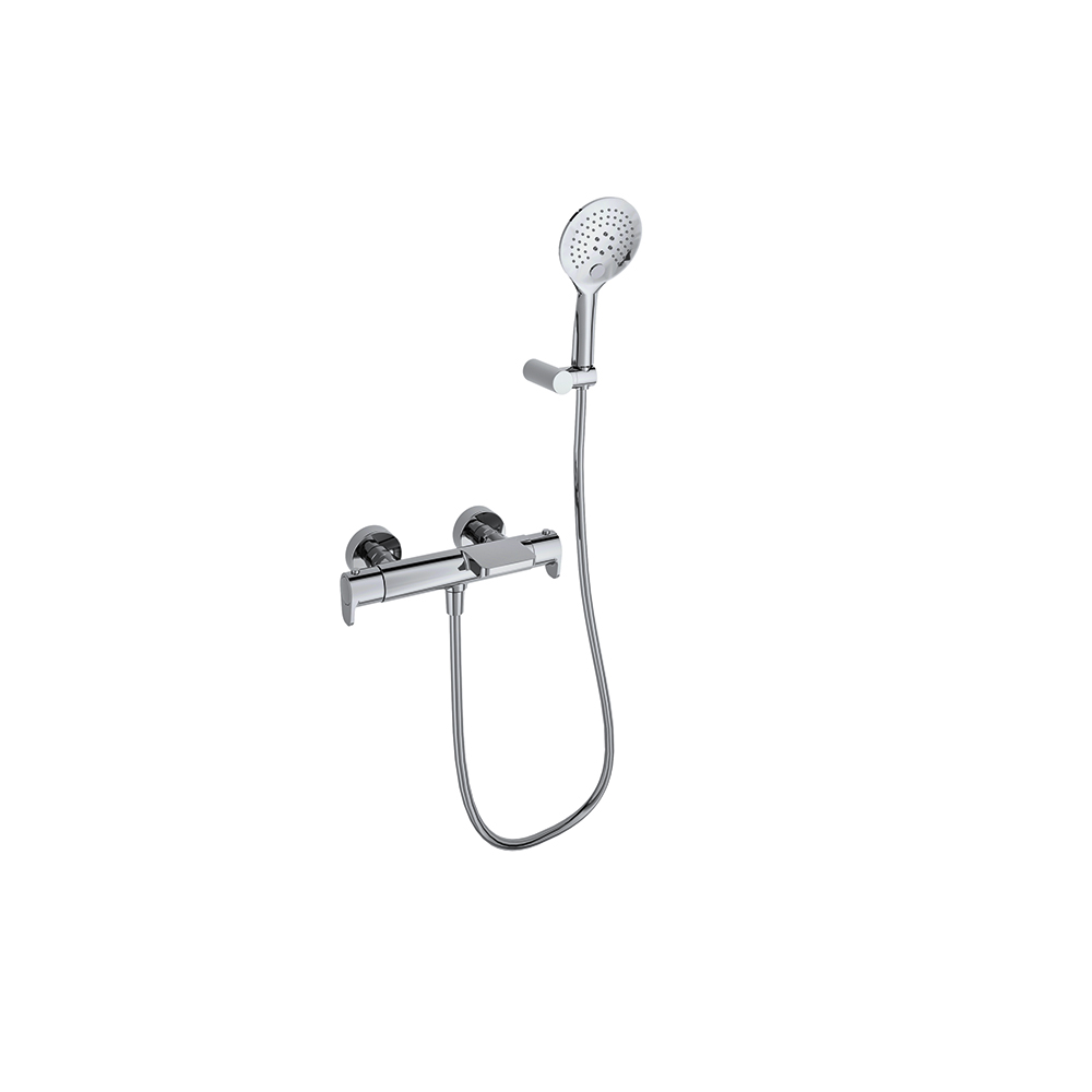 Alexia, Breeam, mitigeur thermostatique bain-douche avec sortie en cascade, avec ensemble de douche, chrome