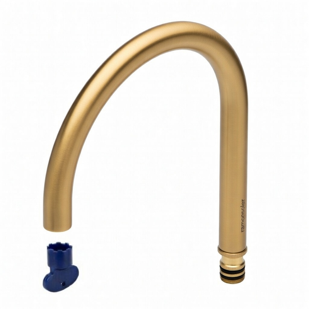 Caño para lavabo, oro cepillado