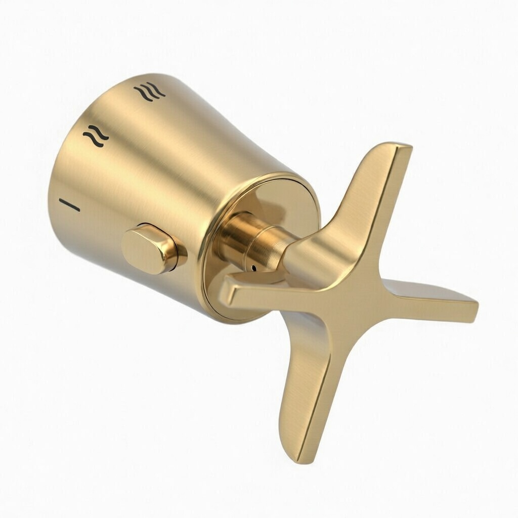 Adagio,conjunto de volante en cruz para regular el caudal,oro cepillado