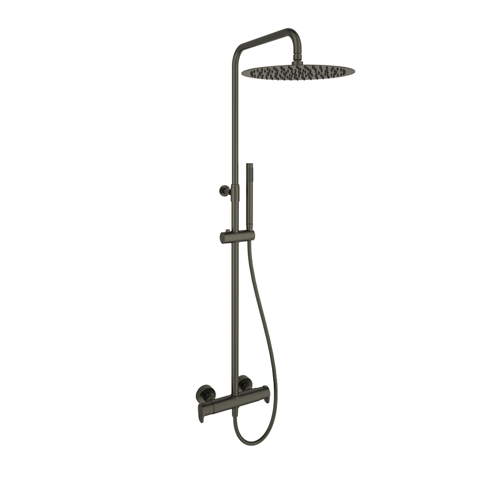 Alexia, columna telescòpica termostàtica amb ruixador metàl·lic de 300 mm, grafit