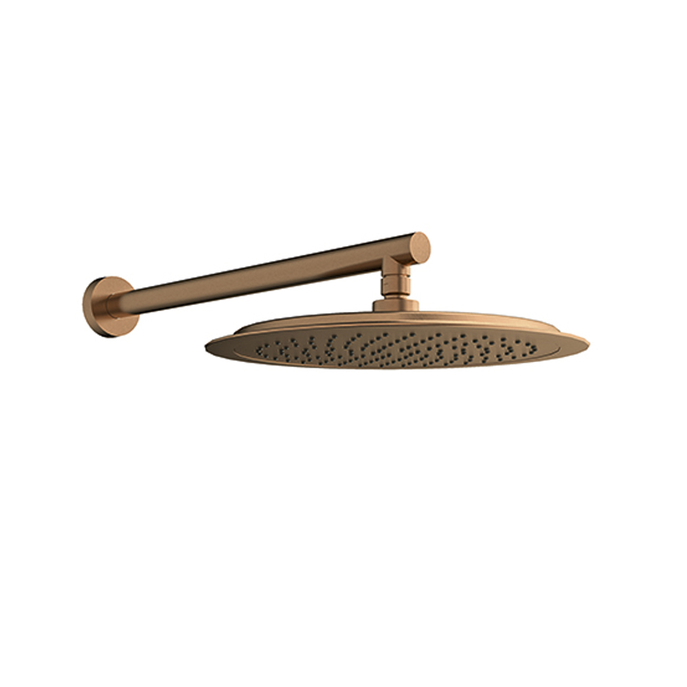 Conjunto de brazo de pared con rociador redondo de Ø300mm, cobre cepillado