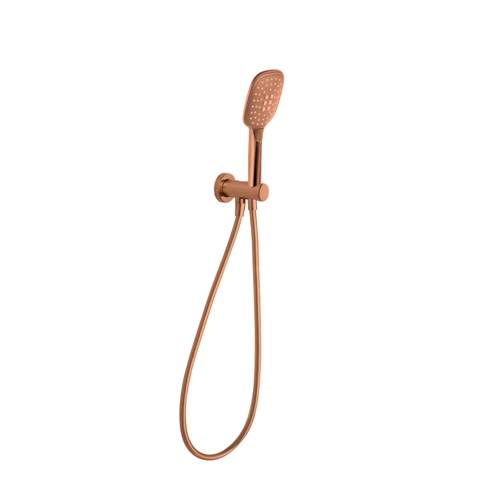 Set de dutxa de paret amb dutxa de mà i colze amb suport, coure raspallat