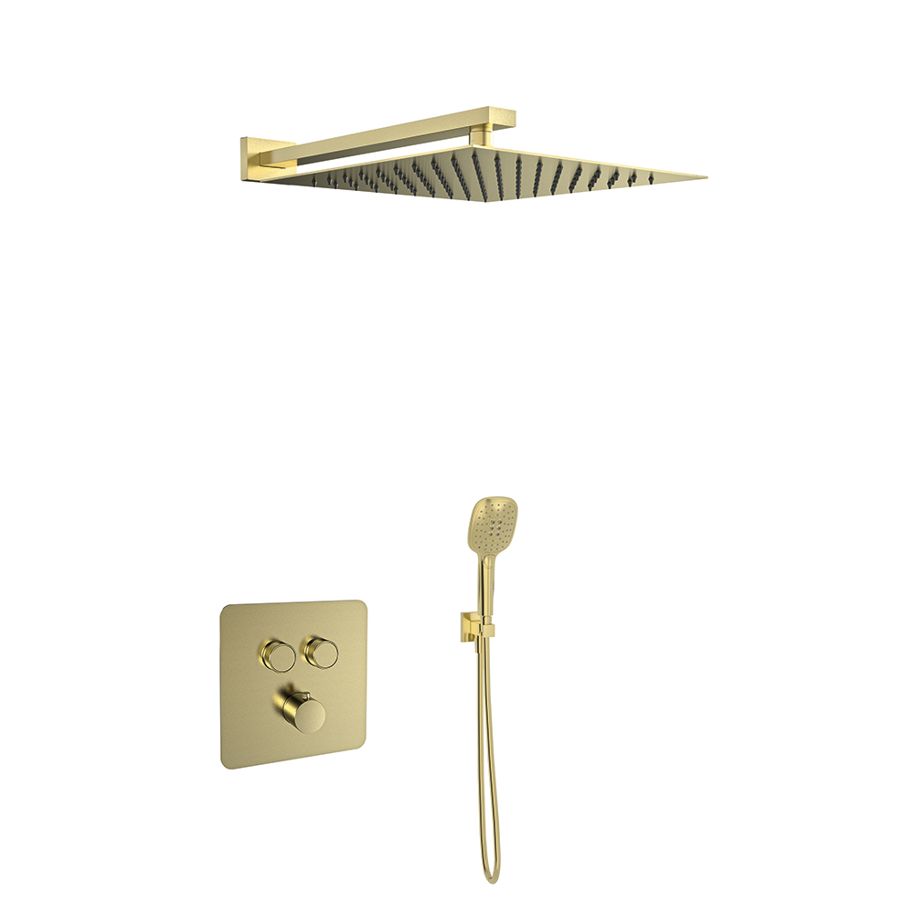 Termostático empotrado, oro cepillado