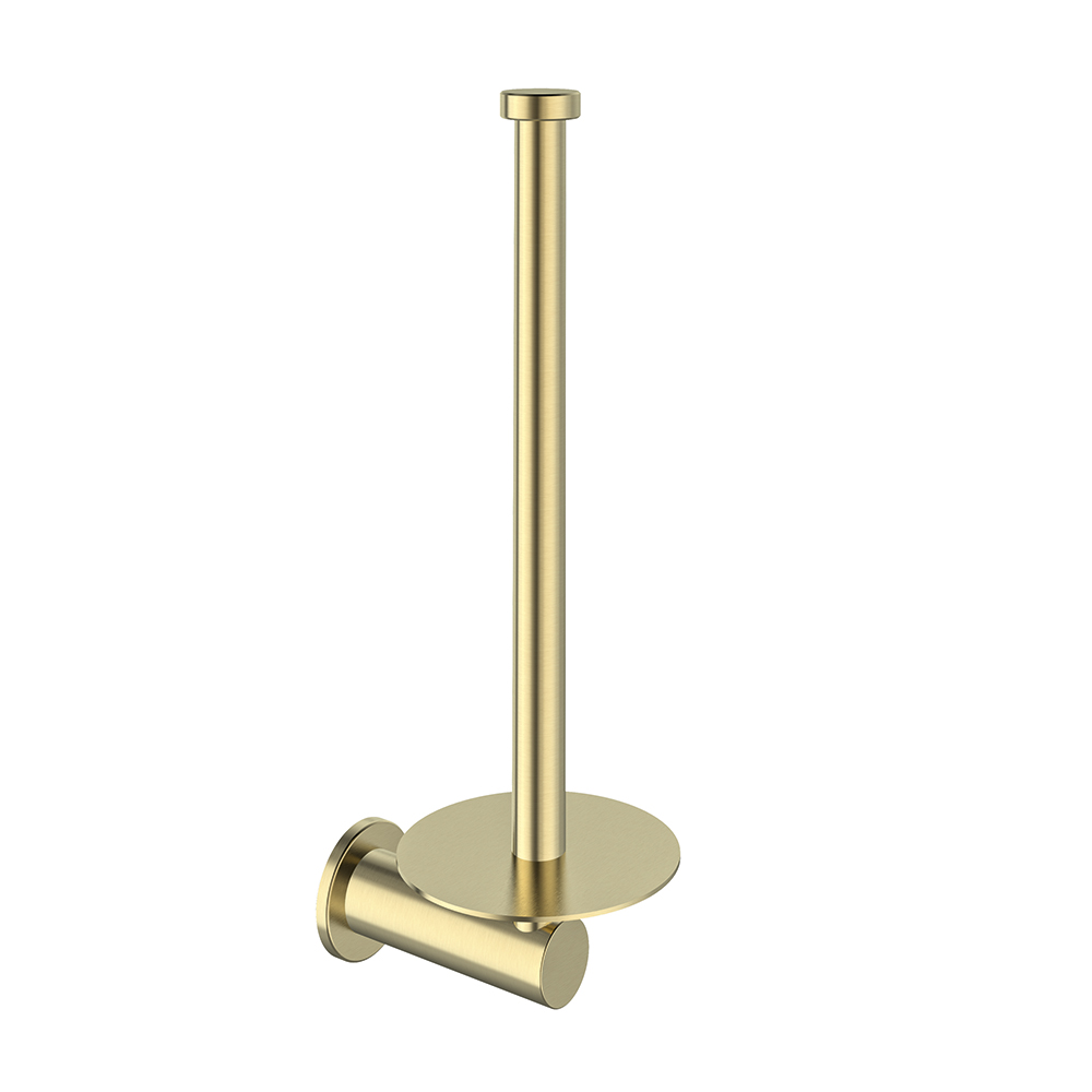 Portarollos de pared vertical para baño con sistema de instalación dual, oro cepillado