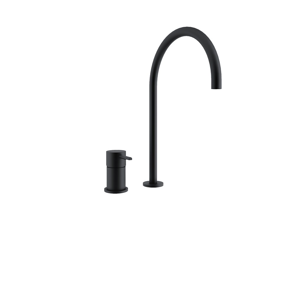 Odisea, fregadero de repisa sin duchita y caño de 224mm, negro mate