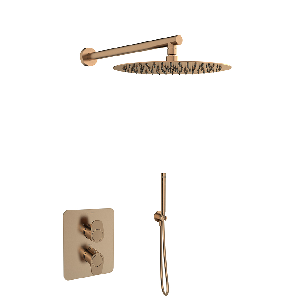 Conjunto empotrado, cobre cepillado