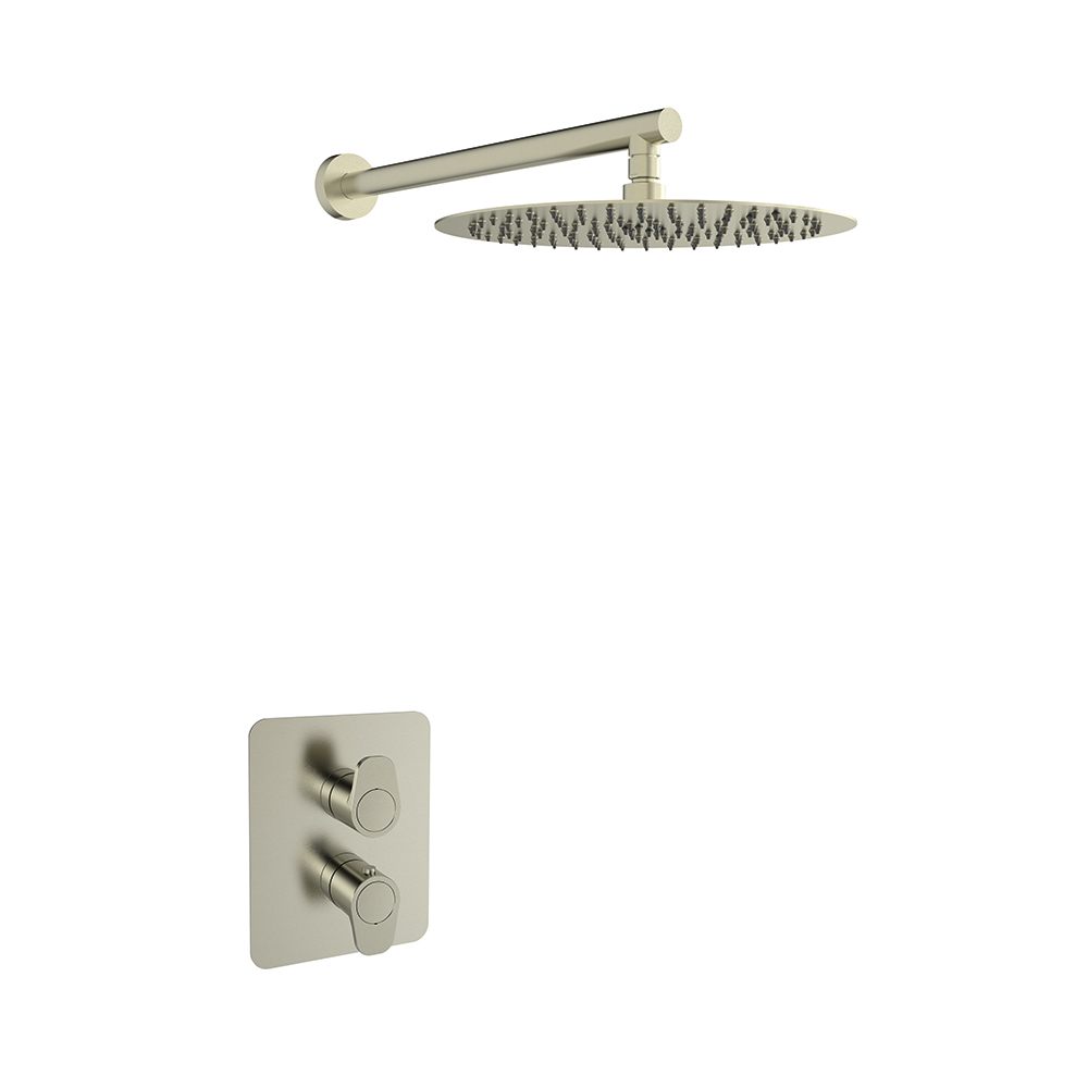 Alexia, conjunt termostàtic encastat 1 via amb rociador metàl·lic Ø300 mm, níquel raspallat