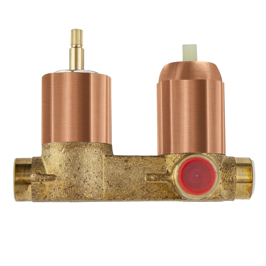 Baño-ducha empotrao, cobre cepillado