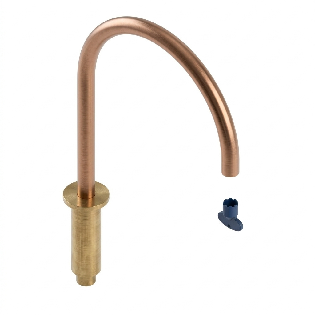 Caño para fregadero y lavabo, cobre cepillado