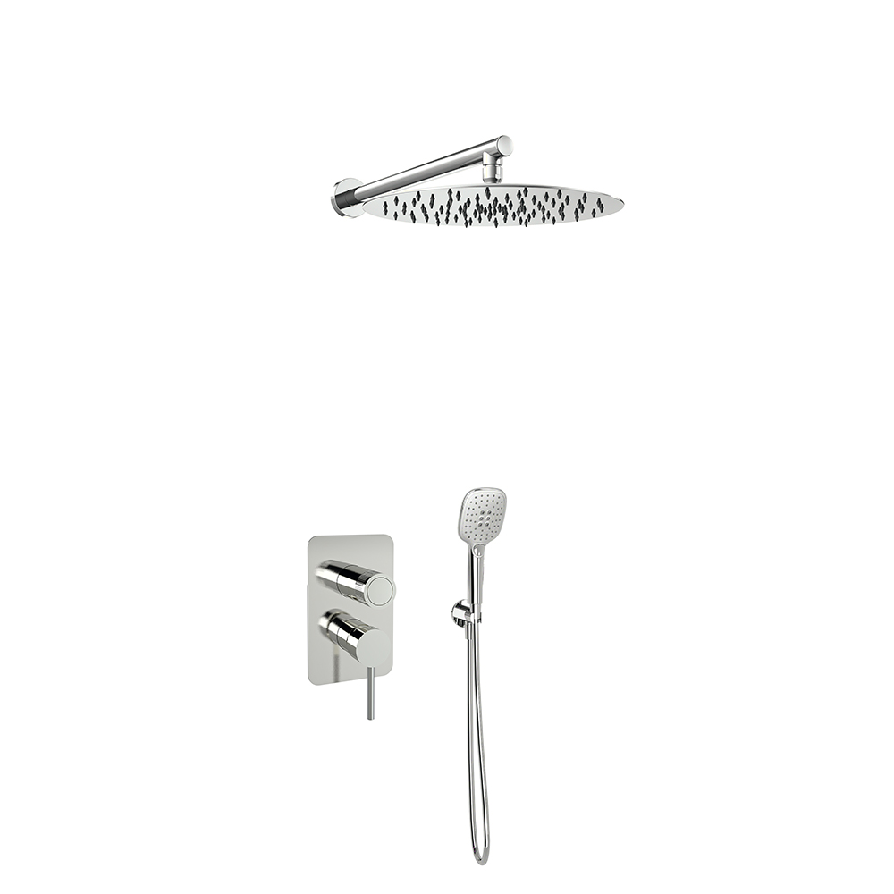 Mamma Mia, single lever concealed shower mixer set, 2 ways with headshower, bright stainless steel