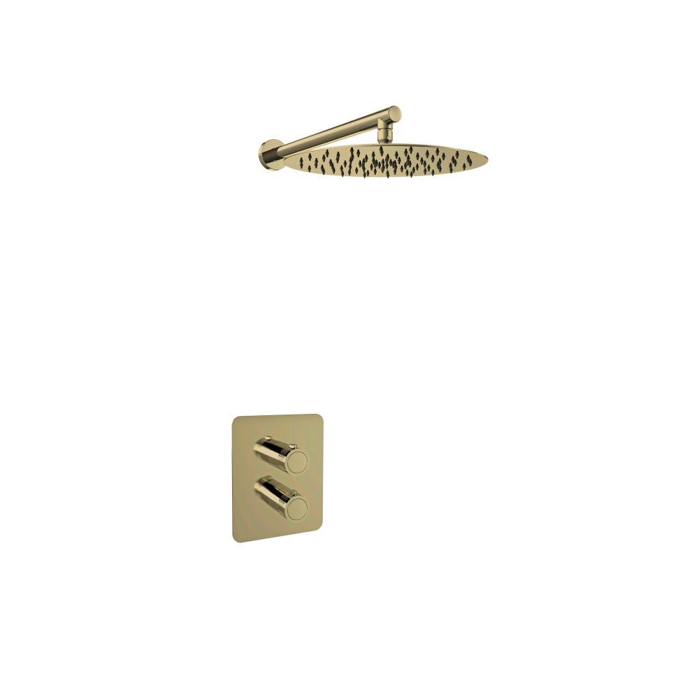 Mamma Mia, conjunto termostático de ducha empotrado de 1 vía con rociador, oro cepillado