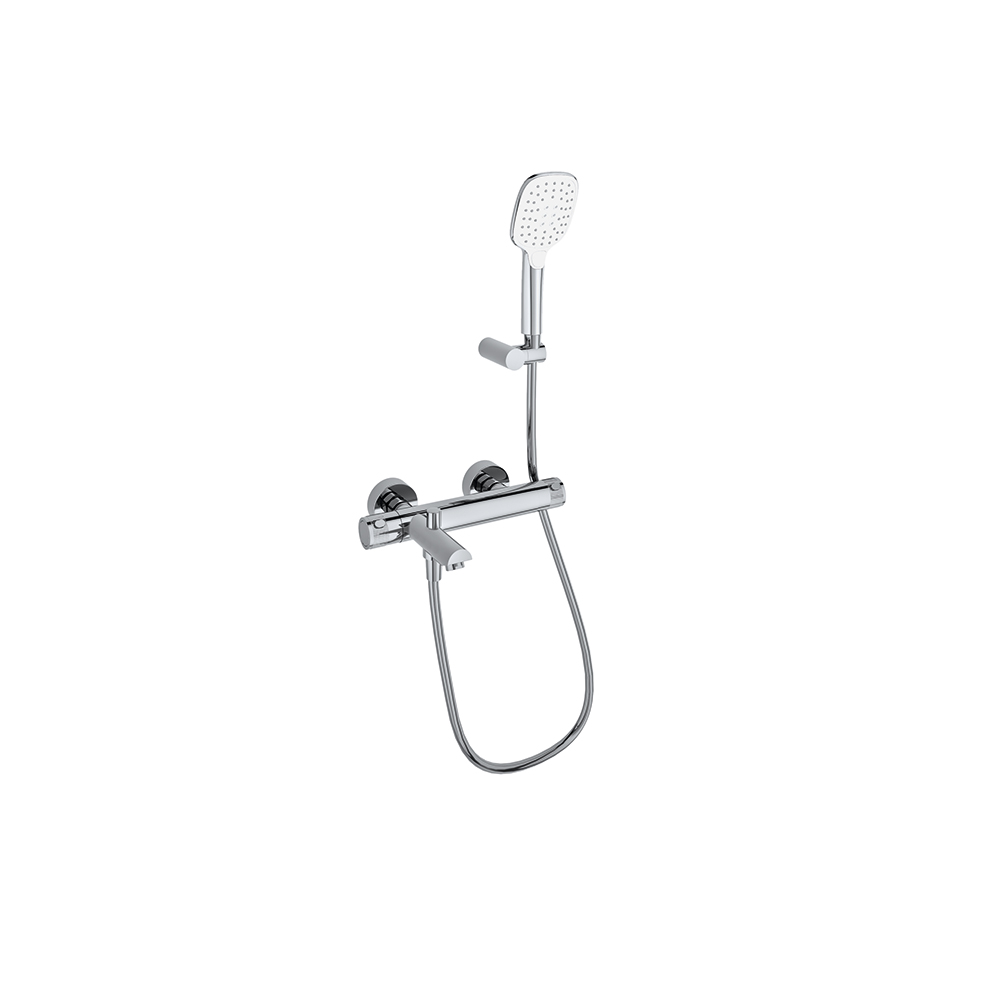 Mamma Mia, thermostatic bath-shower set with shower kit, bright stainless steel