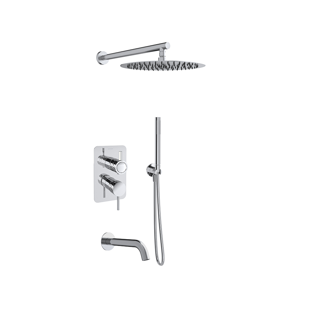 Odisea Joya, conjunto monomando empotrado 3 vías con teleducha y rociador de Ø300mm, cromo