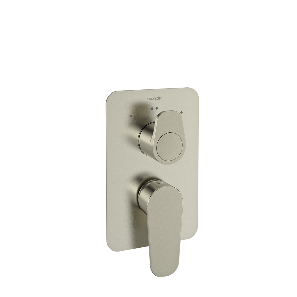 Alexia, conjunto monomando empotrado 3 vías con teleducha y rociador de Ø300mm, níquel cepillado