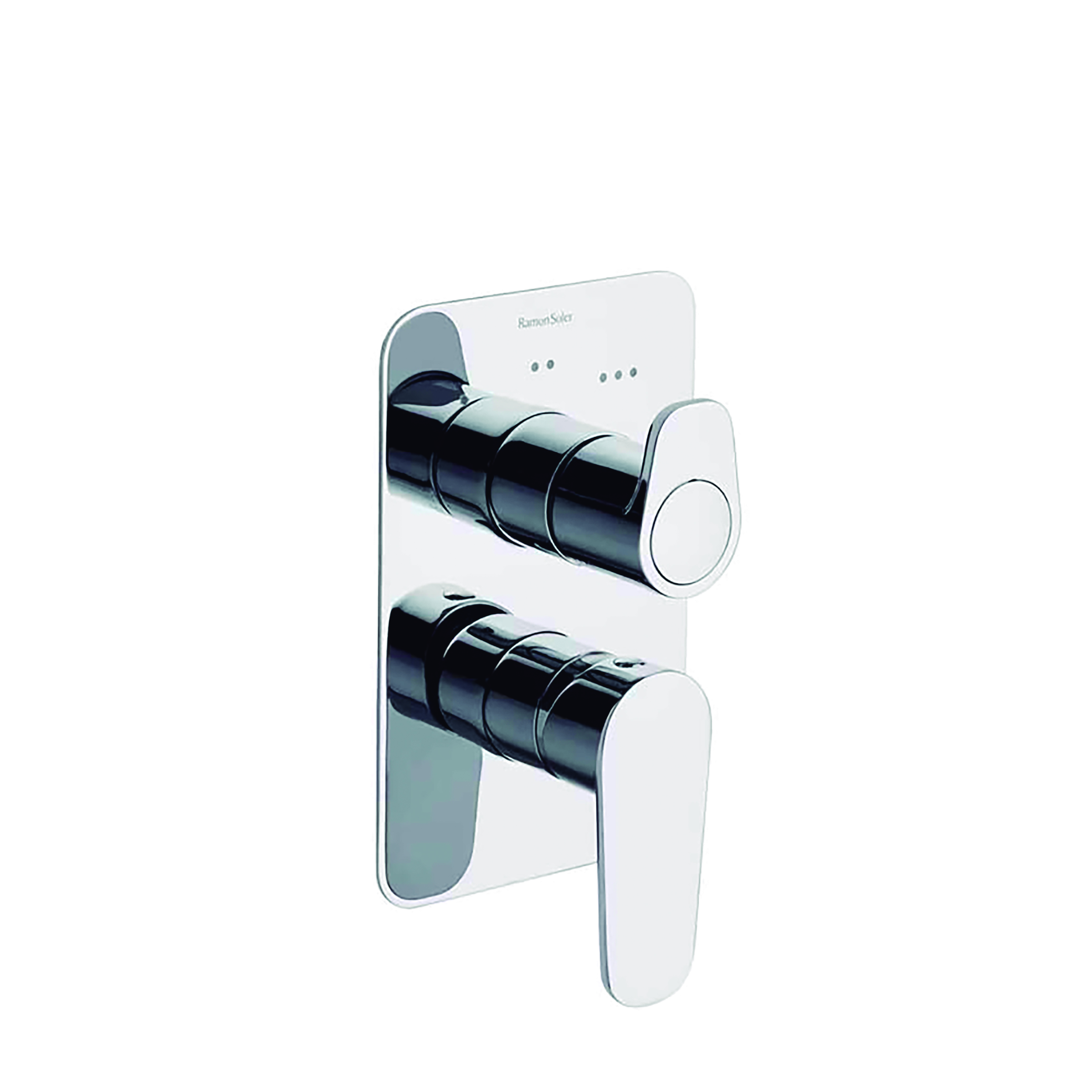 Alexia,monomando de baño-ducha empotrado 3 vías con placa metálica,cromo