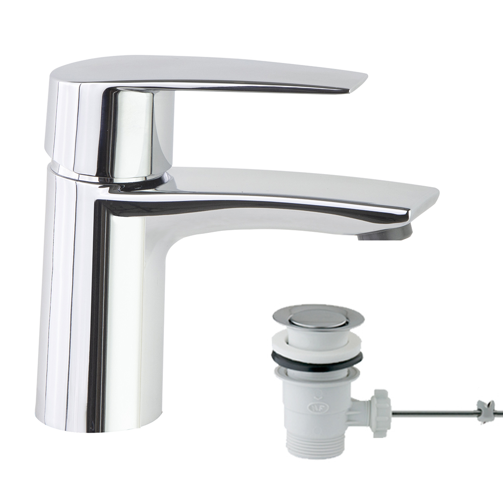 Civic, monomando de lavabo, apertura en frío con válvula automática  1¼, cromo