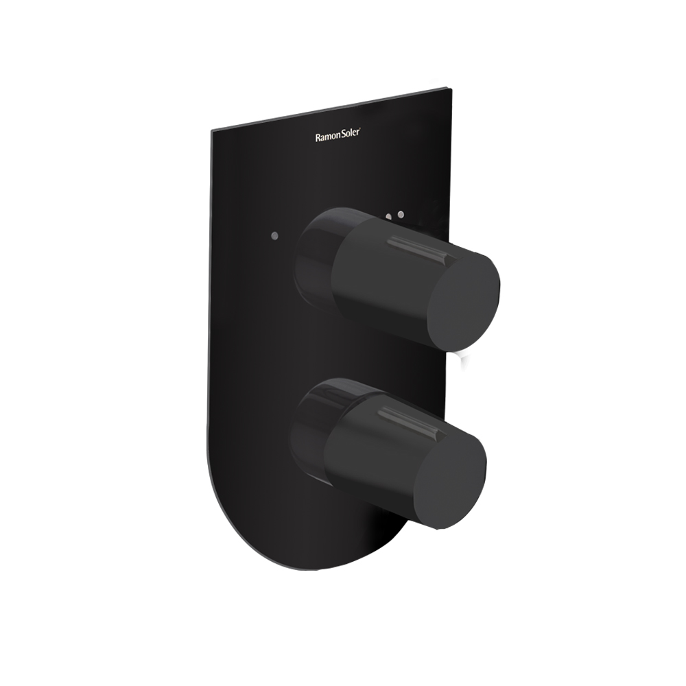 Tzar matt black, single lever concealed mixer 2 ways with ultraslim metalic plate