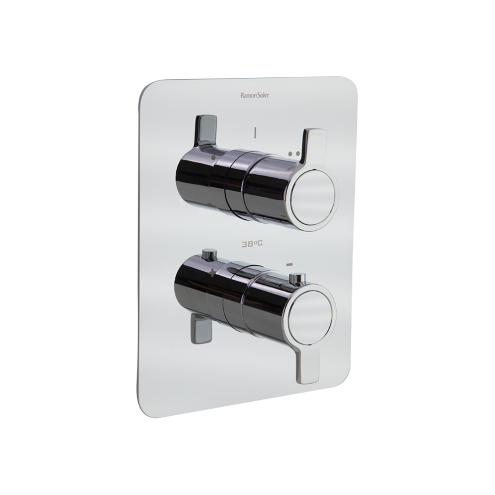 Blautherm, termostàtic de dutxa encastat metàl·lic 2 vies amb placa ultraslim, crom