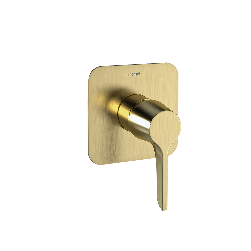 Adagio,monomando de ducha empotrado 1 vía con placa metálica,oro cepillado