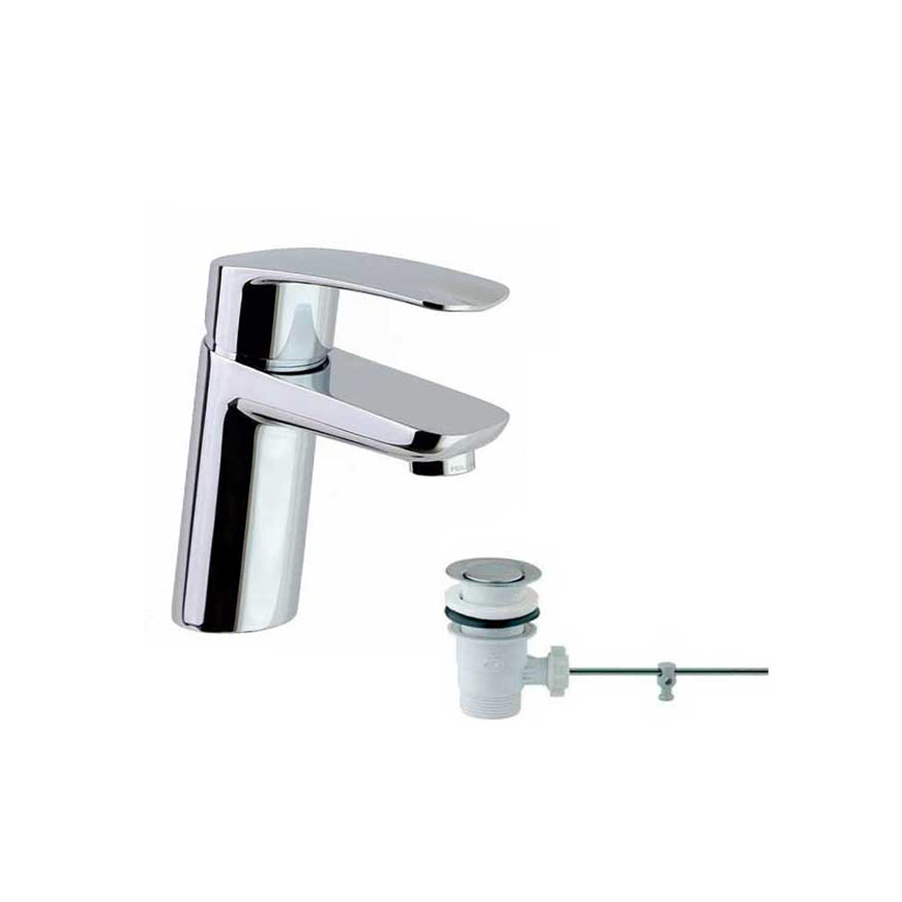 New Fly,Tool Free,monomando de lavabo,con válvula automática de inox 1¼ y S3,cromo
