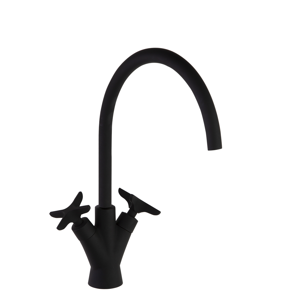 Adagio,bimando de lavabo con caño giratorio 170mm,negro mate